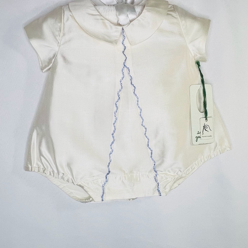 Isabel Garreton White Ivory Silk Romper 3 Months